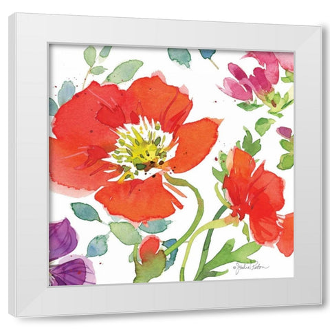 Red Poppies III White Modern Wood Framed Art Print by Paton, Julie