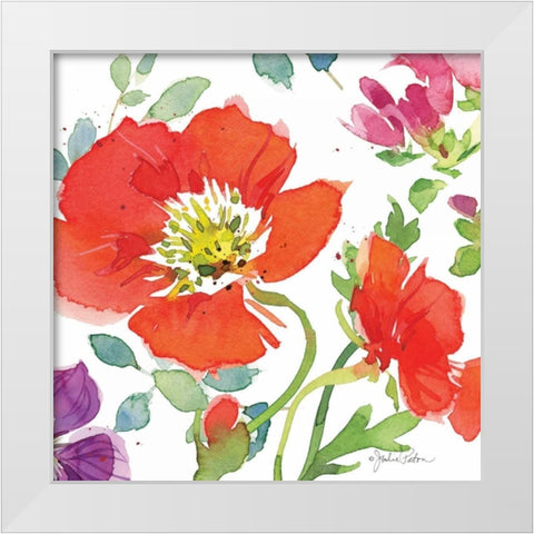 Red Poppies III White Modern Wood Framed Art Print by Paton, Julie