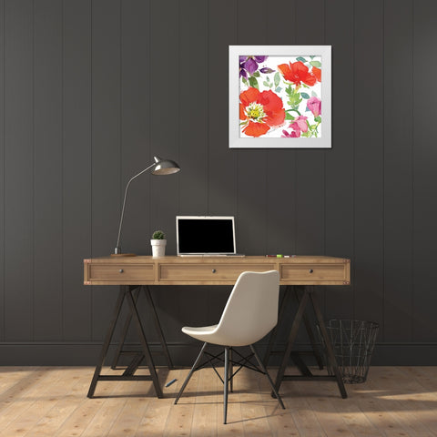Red Poppies IV White Modern Wood Framed Art Print by Paton, Julie