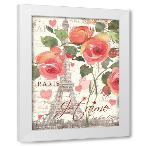 Je Taime I White Modern Wood Framed Art Print by Paton, Julie