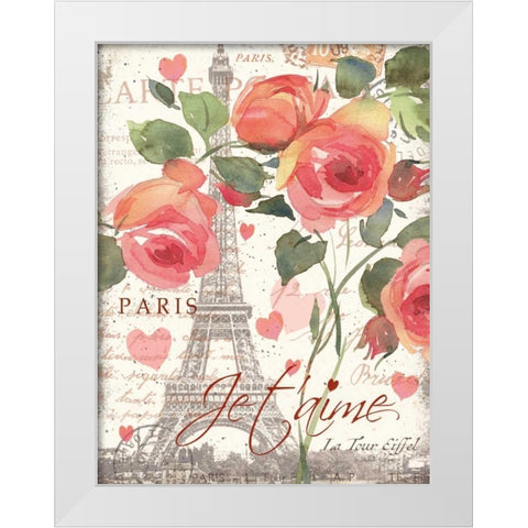 Je Taime I White Modern Wood Framed Art Print by Paton, Julie