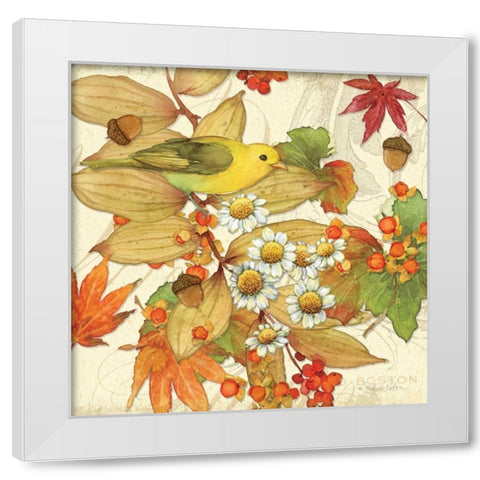 Flora and Tanager I White Modern Wood Framed Art Print by Paton, Julie