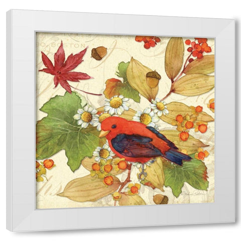 Flora and Tanager II White Modern Wood Framed Art Print by Paton, Julie