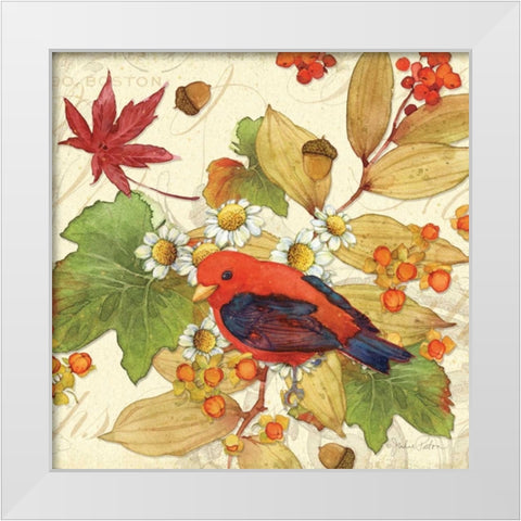 Flora and Tanager II White Modern Wood Framed Art Print by Paton, Julie