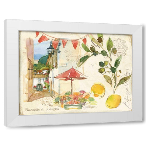 Piazzette Olives White Modern Wood Framed Art Print by Paton, Julie