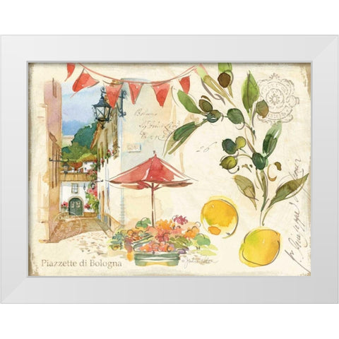 Piazzette Olives White Modern Wood Framed Art Print by Paton, Julie