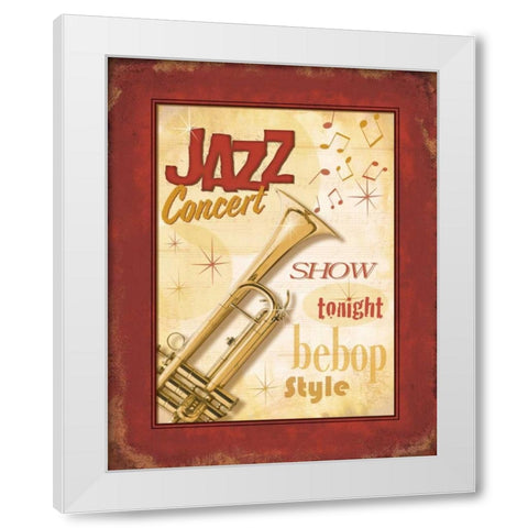 New Orleans Jazz I White Modern Wood Framed Art Print by Pela Design