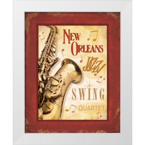 New Orleans Jazz II White Modern Wood Framed Art Print by Pela Design