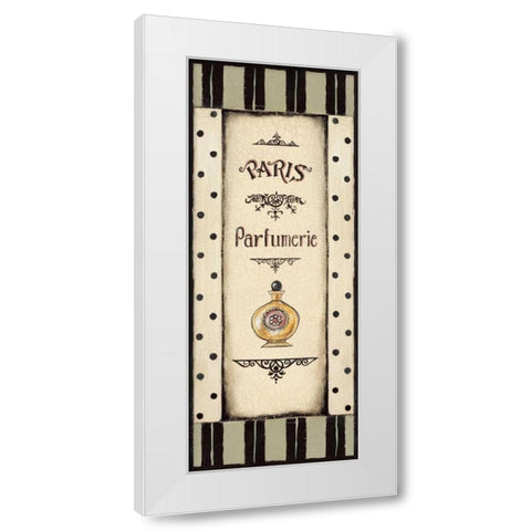 Perfume Bottle White Modern Wood Framed Art Print by Poloson, Kimberly