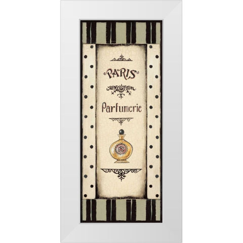 Perfume Bottle White Modern Wood Framed Art Print by Poloson, Kimberly