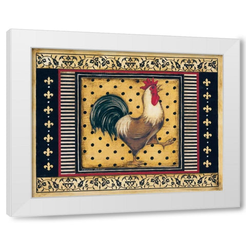 Provence Rooster I White Modern Wood Framed Art Print by Poloson, Kimberly
