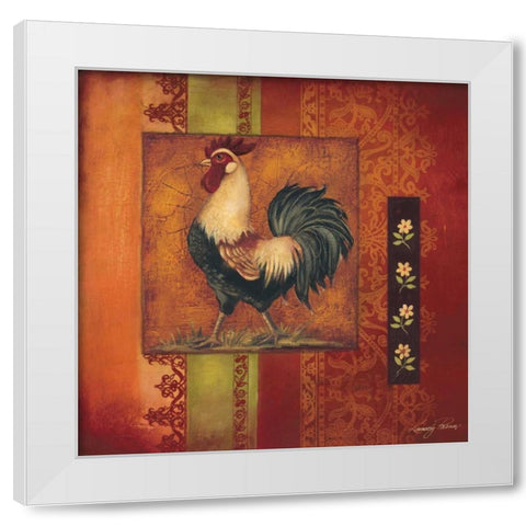 Murano Rooster II White Modern Wood Framed Art Print by Poloson, Kimberly