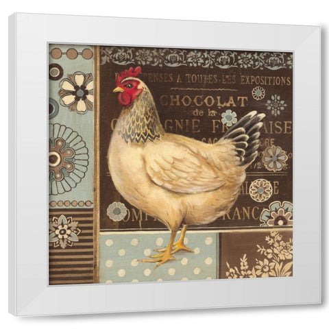 Aqua Rooster II White Modern Wood Framed Art Print by Poloson, Kimberly