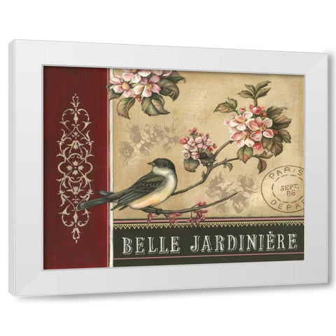 Cherry Blossom Bird White Modern Wood Framed Art Print by Poloson, Kimberly