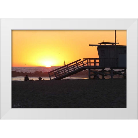 Sunset Lifeguard White Modern Wood Framed Art Print by Williams, Alex