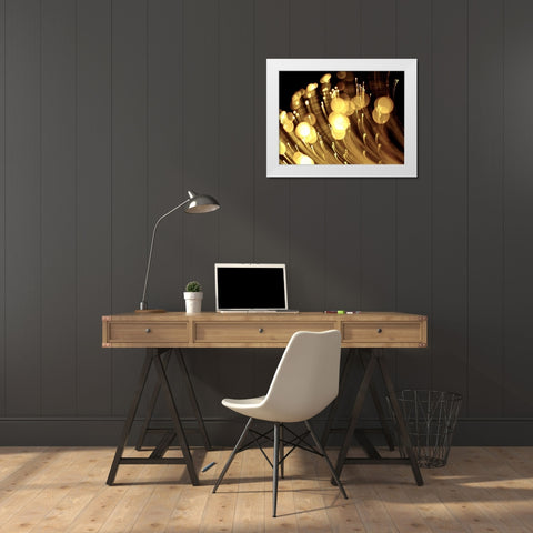 Drops of Gold I White Modern Wood Framed Art Print by Burkhart, Monika