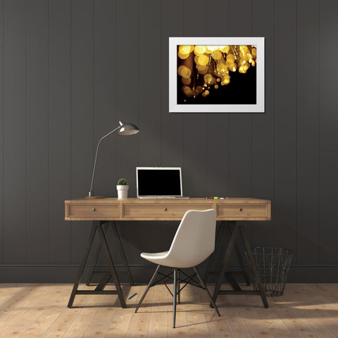 Drops of Gold II White Modern Wood Framed Art Print by Burkhart, Monika