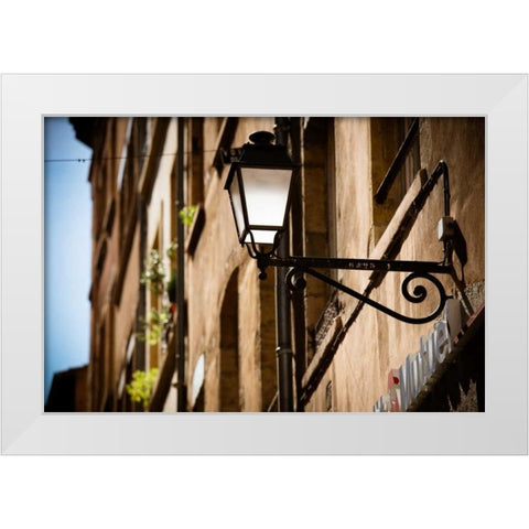 Street Lights in Lyon II White Modern Wood Framed Art Print by Berzel, Erin