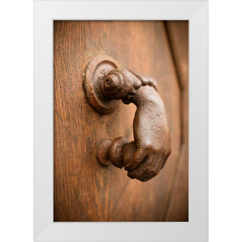 French Door Knocker I White Modern Wood Framed Art Print by Berzel, Erin