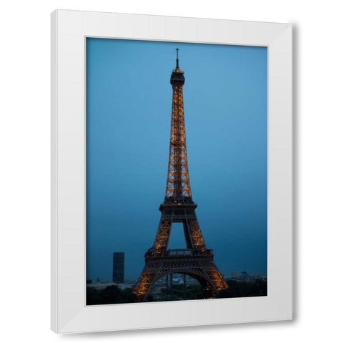 Eiffel Tower at Night I White Modern Wood Framed Art Print by Berzel, Erin
