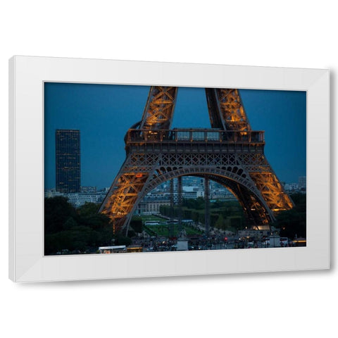 Eiffel Tower at Night V White Modern Wood Framed Art Print by Berzel, Erin