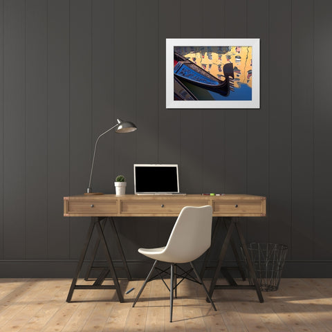 Gondolas and Reflections III White Modern Wood Framed Art Print by Crane, Rita