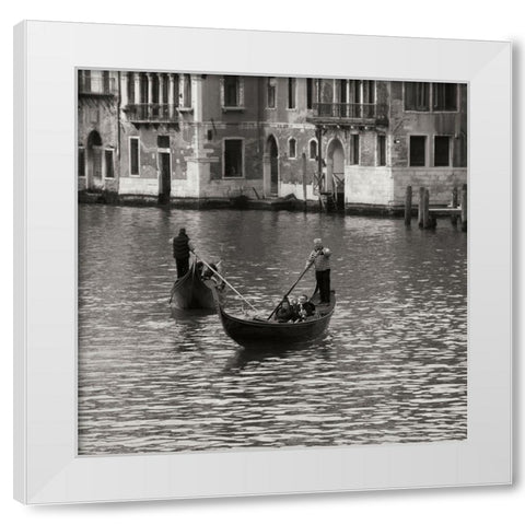 Grand Canal Gondoliers I White Modern Wood Framed Art Print by Crane, Rita