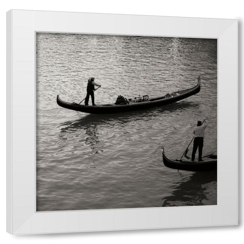 Grand Canal Gondoliers II White Modern Wood Framed Art Print by Crane, Rita