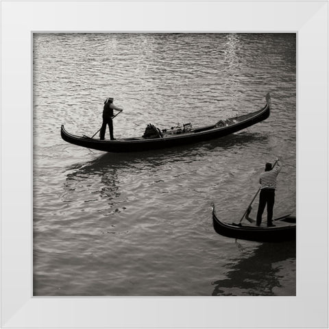 Grand Canal Gondoliers II White Modern Wood Framed Art Print by Crane, Rita