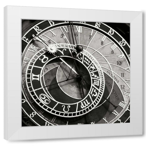 Prague Clock I White Modern Wood Framed Art Print by Christensen, Jim