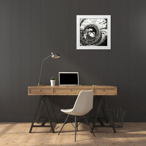 Prague Clock II White Modern Wood Framed Art Print by Christensen, Jim