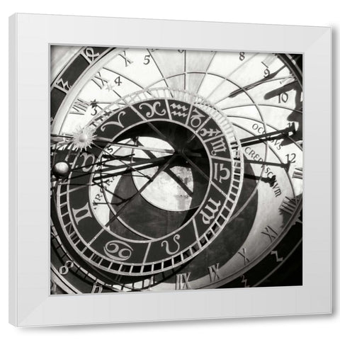 Prague Clock II White Modern Wood Framed Art Print by Christensen, Jim