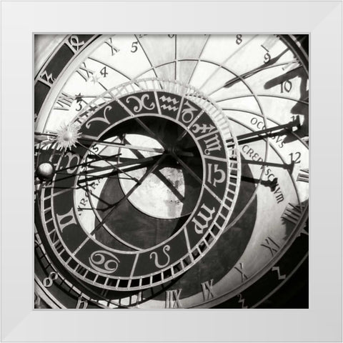Prague Clock II White Modern Wood Framed Art Print by Christensen, Jim