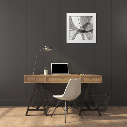Leaf Designs III BW White Modern Wood Framed Art Print by Christensen, Jim