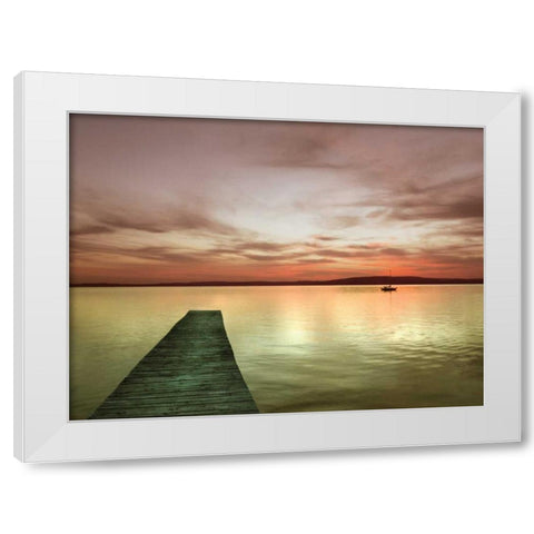 Pier and Sunset I White Modern Wood Framed Art Print by Christensen, Jim