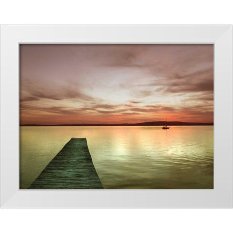 Pier and Sunset I White Modern Wood Framed Art Print by Christensen, Jim