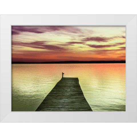 Pier and Sunset II White Modern Wood Framed Art Print by Christensen, Jim