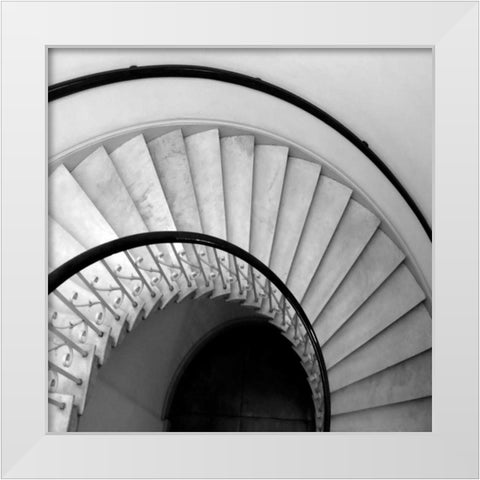 Capital Stairwell Sq. White Modern Wood Framed Art Print by Christensen, Jim