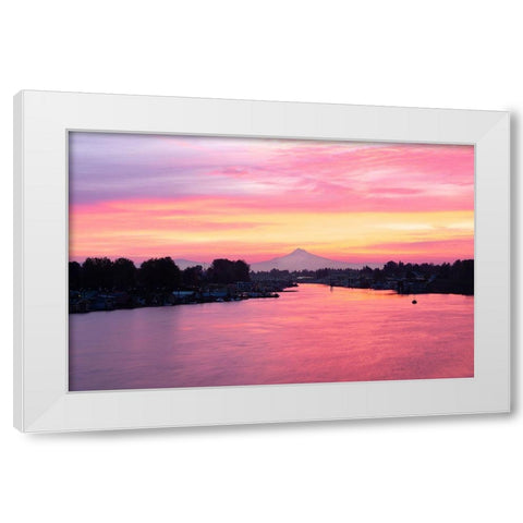 Columbia River Sunrise White Modern Wood Framed Art Print by Hellmann, Stan