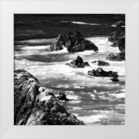 Garrapata 6 BW Square White Modern Wood Framed Art Print by Hausenflock, Alan
