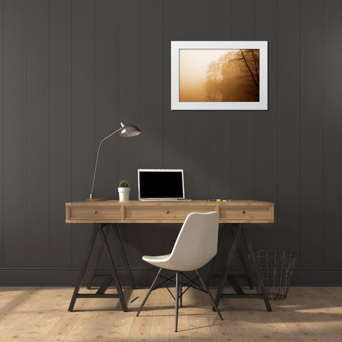 Fog on Shelly Lake I White Modern Wood Framed Art Print by Hausenflock, Alan