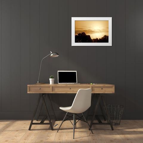 Distant Mountains I White Modern Wood Framed Art Print by Hausenflock, Alan