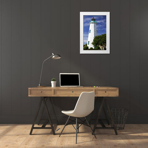 Old Point Comfort Light I White Modern Wood Framed Art Print by Hausenflock, Alan