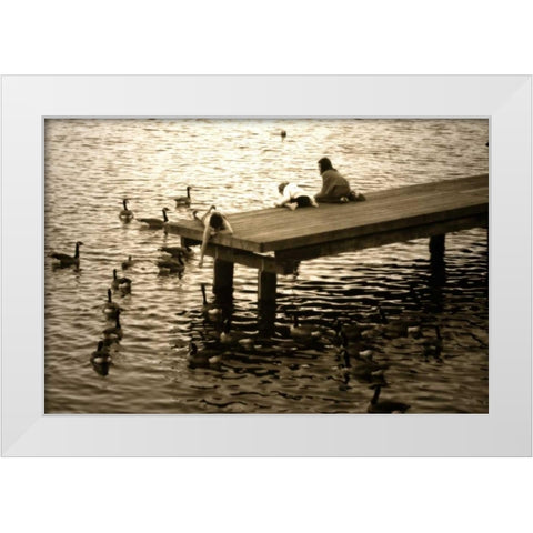 Feeding the Geese I White Modern Wood Framed Art Print by Hausenflock, Alan