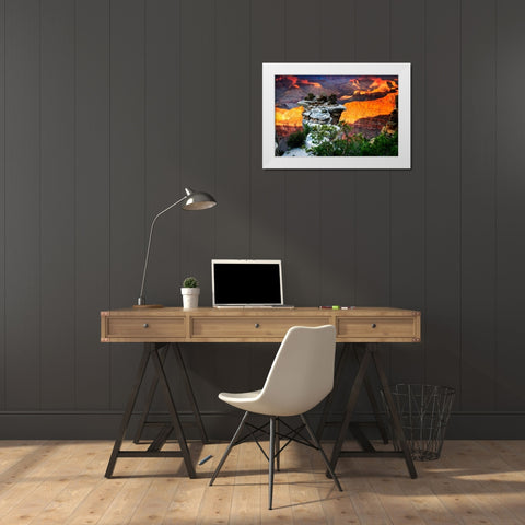 Mather Point Sunset IV White Modern Wood Framed Art Print by Hausenflock, Alan