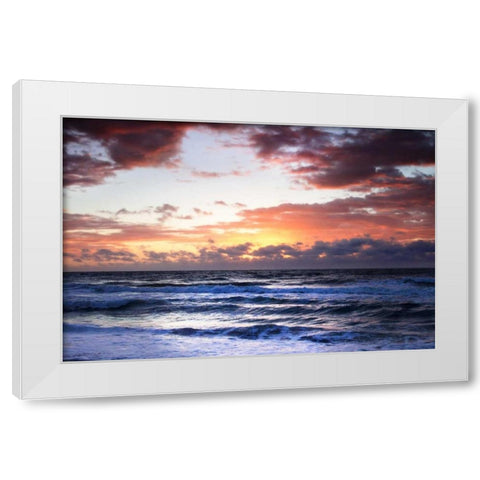 Ocean Sunrise I White Modern Wood Framed Art Print by Hausenflock, Alan