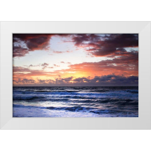 Ocean Sunrise I White Modern Wood Framed Art Print by Hausenflock, Alan