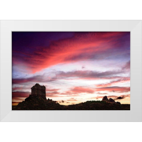 Sunset in the Valley I White Modern Wood Framed Art Print by Hausenflock, Alan