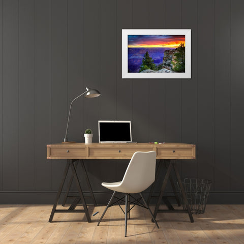 Fiery Sky II White Modern Wood Framed Art Print by Hausenflock, Alan