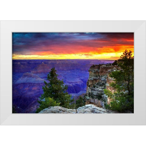 Fiery Sky II White Modern Wood Framed Art Print by Hausenflock, Alan